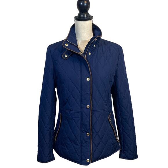 NWT Crown & Ivy Navy Quilted Zip Front Barn Jacket Size Medium - Picture 1 of 10